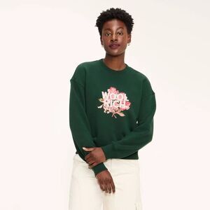 Woolrich x Target Floral Graphic Print Pullover Sweatshirt Forest Green L NWT